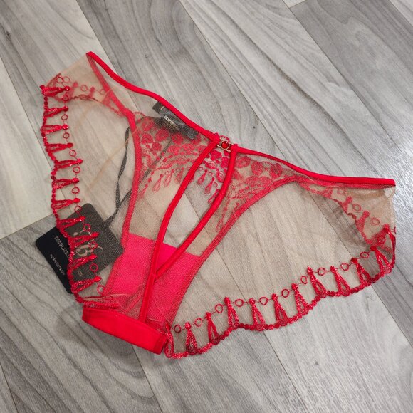 NWT Honey Birdette Ruby Raspberry Red Brief Panty Size Small - Picture 2 of 6